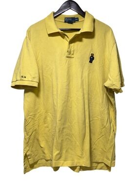 Vintage Polo Ralph Lauren USA Flag Polo Bear Polo Shirt Size 2XL Yellow